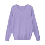 ラベンダーブルー | Vネックシルクタッチウォッシャブルニット ニット 選べるネック | Pierrot