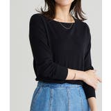 ブラック | スクエアネックシルクタッチウォッシャブルニット 春 オフィス | Pierrot