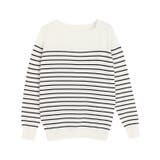 オフホワイト×ブラック | スクエアネックシルクタッチウォッシャブルニット 春 オフィス | Pierrot