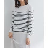 オフホワイト×ブラック | ボートネックシルクタッチウォッシャブルニット ニット シルクタッチ | Pierrot