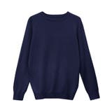 ネイビー | クルーネックシルクタッチウォッシャブルニット ニット シルクタッチ | Pierrot