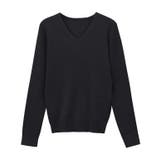 ブラック | Vネックシルクタッチウォッシャブルリブニット ニット シルクタッチ | Pierrot