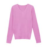 クリアピンク | Vネックシルクタッチウォッシャブルリブニット ニット シルクタッチ | Pierrot