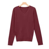ボルドー | Vネックシルクタッチウォッシャブルリブニット ニット シルクタッチ | Pierrot