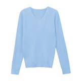 ライトブルー | Vネックシルクタッチウォッシャブルリブニット ニット シルクタッチ | Pierrot