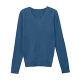 グリーンブルー | Vネックシルクタッチウォッシャブルリブニット ニット シルクタッチ | Pierrot