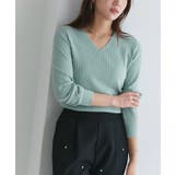 ブルーミント | Vネックシルクタッチウォッシャブルリブニット ニット シルクタッチ | Pierrot