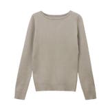 グレージュ | ボートネックシルクタッチウォッシャブルリブニット ニット シルクタッチ | Pierrot
