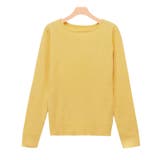 イエロー_ | ボートネックシルクタッチウォッシャブルリブニット ニット シルクタッチ | Pierrot