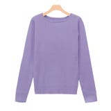 ラベンダーブルー | ボートネックシルクタッチウォッシャブルリブニット ニット シルクタッチ | Pierrot