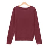 ボルドー | ボートネックシルクタッチウォッシャブルリブニット ニット シルクタッチ | Pierrot