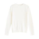 オフホワイト | クルーネックシルクタッチウォッシャブルリブニット ニット シルクタッチ | Pierrot