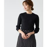 ブラック | クルーネックシルクタッチウォッシャブルリブニット ニット シルクタッチ | Pierrot