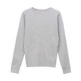 グレー | クルーネックシルクタッチウォッシャブルリブニット ニット シルクタッチ | Pierrot