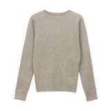 グレージュ | クルーネックシルクタッチウォッシャブルリブニット ニット シルクタッチ | Pierrot