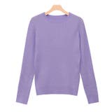 ラベンダーブルー | クルーネックシルクタッチウォッシャブルリブニット ニット シルクタッチ | Pierrot