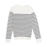 オフホワイト×ブラック | クルーネックシルクタッチウォッシャブルリブニット ニット シルクタッチ | Pierrot