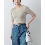 グレージュ | シルクタッチウォッシャブル半袖リブニット ニット リブニット | Pierrot