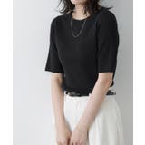 ブラック | シルクタッチウォッシャブル半袖リブニット ニット リブニット | Pierrot