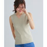 グレージュ | シルクタッチウォッシャブルノースリーブリブニット ニット ノースリーブ | Pierrot