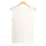 オフホワイト | シルクタッチウォッシャブルノースリーブリブニット ニット ノースリーブ | Pierrot