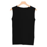 ブラック | シルクタッチウォッシャブルノースリーブリブニット ニット ノースリーブ | Pierrot