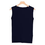 ネイビー | シルクタッチウォッシャブルノースリーブリブニット ニット ノースリーブ | Pierrot