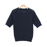 ダークネイビー | リネンタッチポロニット ニット サマーニット | Pierrot