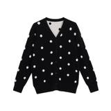 ブラック×アイボリー | ドットニットカーディガン カーディガン カーデ | Pierrot