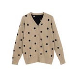 ベージュ×ブラック | ドットニットカーディガン カーディガン カーデ | Pierrot