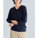 ネイビー | RASW カシミヤ100%Vネックニット セーター ベーシック 冬 | Pierrot