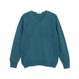 杢ブルーグリーン | RASW カシミヤ100%Vネックニット セーター ベーシック 冬 | Pierrot