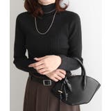 ブラック | ストレッチリブハイネックニット ニット リブニット | Pierrot