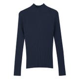 ネイビー | ストレッチリブハイネックニット ニット リブニット | Pierrot