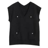 ブラック | ツイード風ニットベスト ベスト ニットベスト | Pierrot