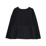 ブラック | 異素材ドッキングフリルギャザーカットソー トップス カットソー | Pierrot