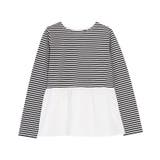 ボーダー/オフホワイト | 異素材ドッキングフリルギャザーカットソー トップス カットソー | Pierrot