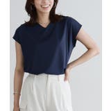 ネイビー | 接触冷感フレンチスリーブカットソー Tシャツ カットソー | Pierrot