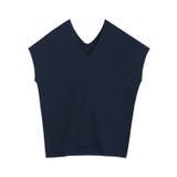 ネイビー | 綿混Vネックフレンチニット ニット フレンチスリーブ | Pierrot