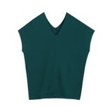ディープグリーン | 綿混Vネックフレンチニット ニット フレンチスリーブ | Pierrot