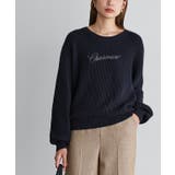 ダークネイビー | 刺繍ロゴニット ニット 刺繍 | Pierrot