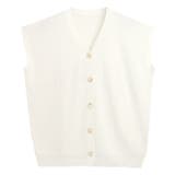 アイボリー | リネンタッチゴールドボタンVネックニットベスト ベスト ニット | Pierrot