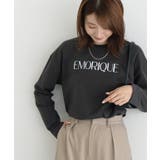 B/チャコール×オフホワイト | ロゴロングスリーブTシャツ Tシャツ カットソー | Pierrot