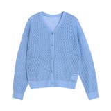 ブルー | 透かし編みカーディガン カーディガン ニット | Pierrot