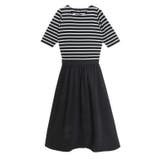 ボーダー×ブラック | パール付きドッキングワンピース ワンピース パール | Pierrot