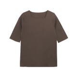 ブラウン | 選べるネック5分袖テレコリブカットソー カットソー リブ | Pierrot