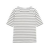 オフホワイト×ブラック | 選べるネック5分袖テレコリブカットソー カットソー リブ | Pierrot