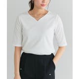 オフホワイト | 選べるネック5分袖テレコリブカットソー カットソー リブ | Pierrot