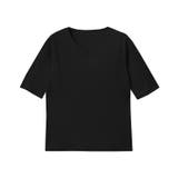 ブラック | 選べるネック5分袖テレコリブカットソー カットソー リブ | Pierrot