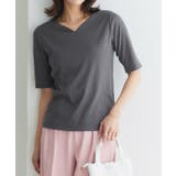 チャコール | 選べるネック5分袖テレコリブカットソー カットソー リブ | Pierrot